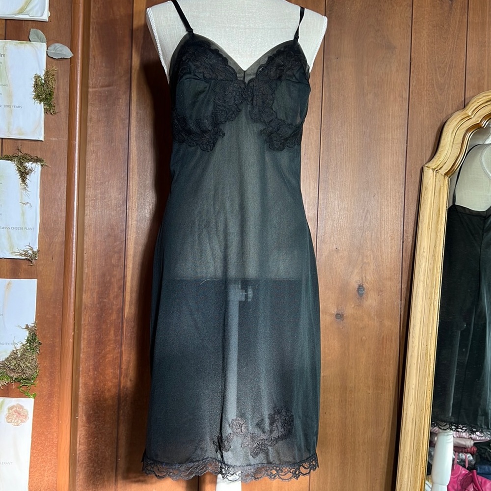 Seamprufe nightgown black sheer black nightgown evening sultry size 36 elegant